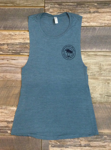 Brackish Girl Gang Flowy Scoop Muscle Tank | Denim Slub