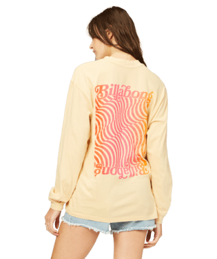 Billabong Womens Shirt Flower Child Long Sleeve Graphic Boyfriend Tee